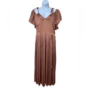 Banana Republic Brown Pleated Long Dress